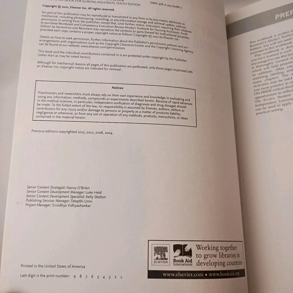 Mosby's Textbook for Nursing Assistants with Unused Code + Matching Work Book VG